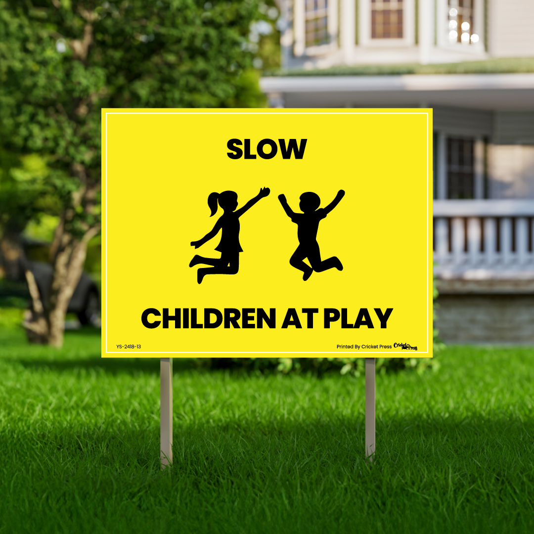 Slow Children at Play Yard Sign with H Post