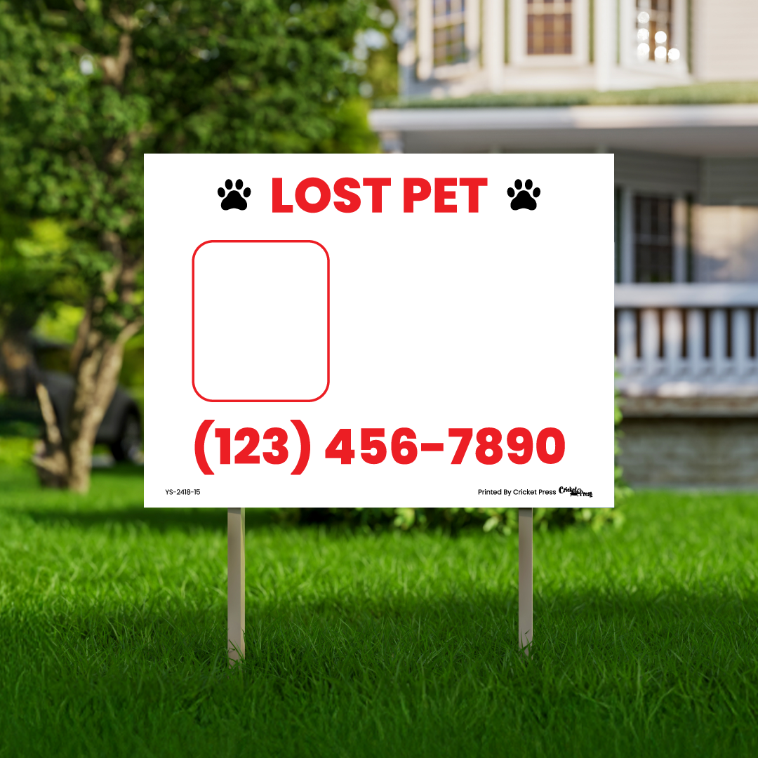 Lost Pet Yard Sign with H Post