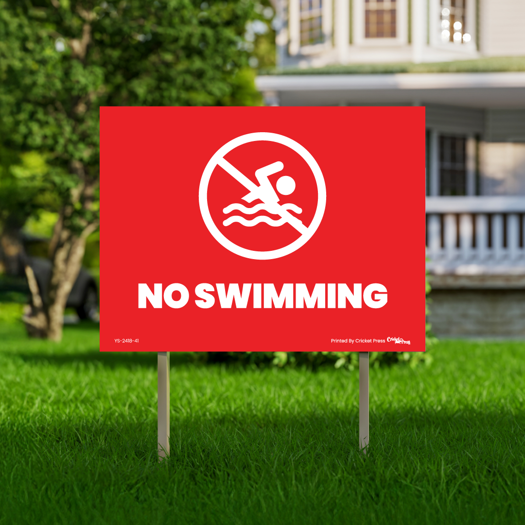No Swimming Yard Sign with H Post