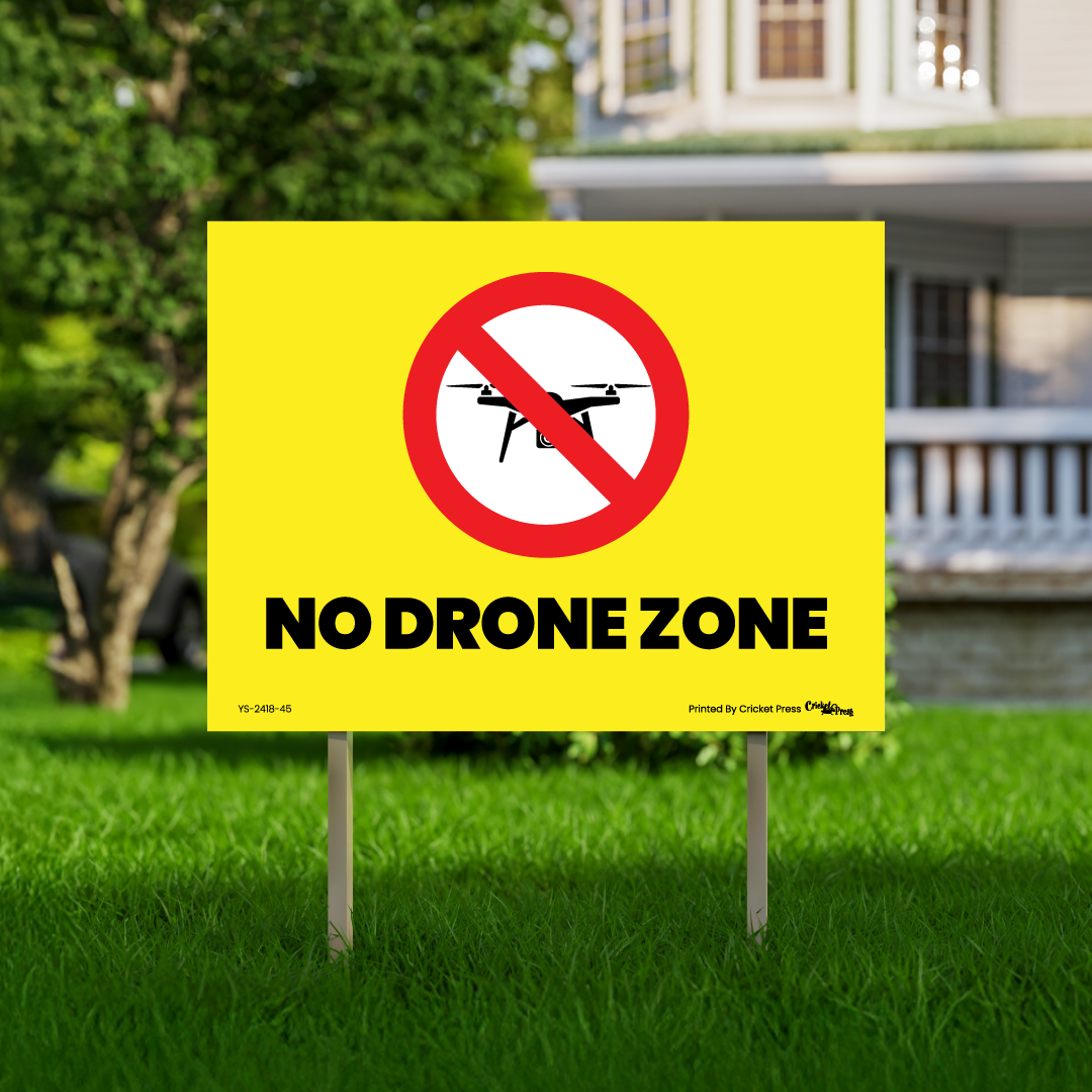 No Drone Zone Yard Sign with H Post