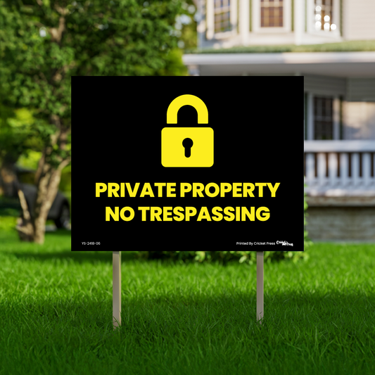 Private Property Yard Sign with H Post