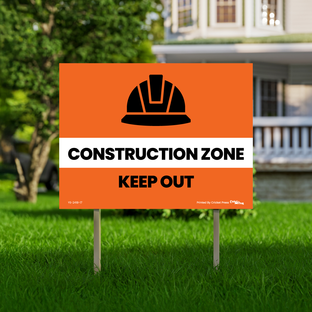 Construction Zone Sign with H Post